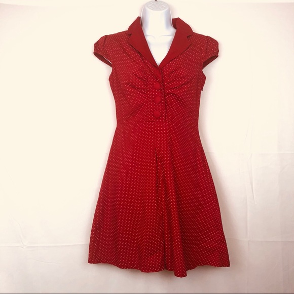 Ruby Rox Rockabilly Red and Polka Dot Size 5 Dress - Picture 5 of 6